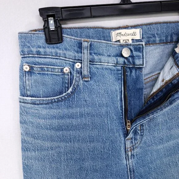 Madewell The Perfect Vintage Jean Straight Leg Crop Womens 25 Raw Hem Denim Boho - Picture 5 of 14